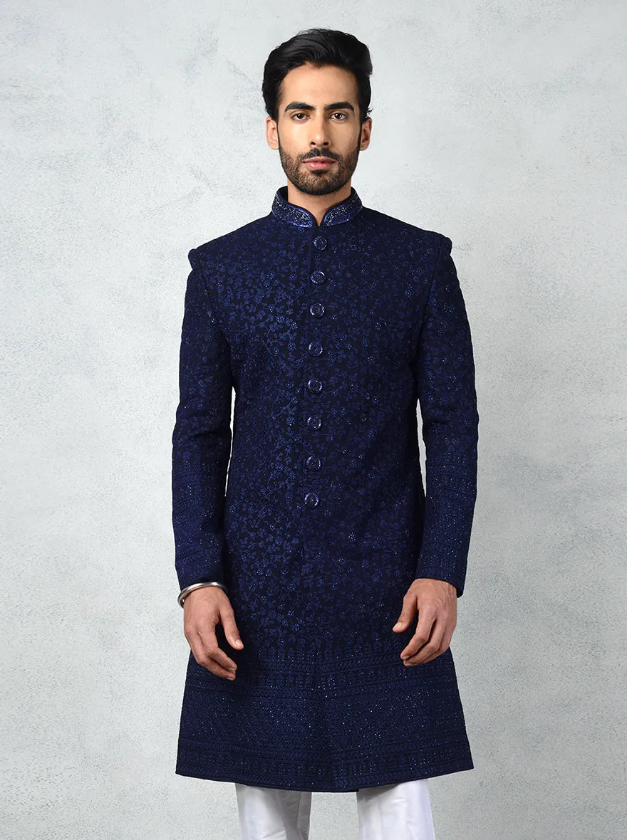 Navy Blue Indowestern | Azania