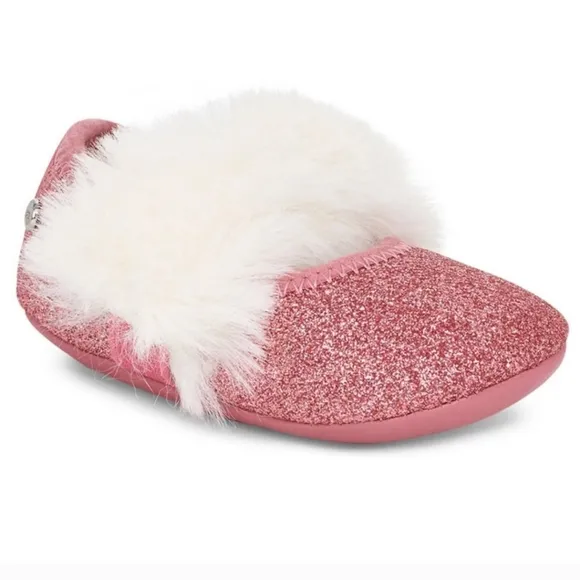 New UGG Infant Babygirl Kids Fluff Pib&lt;Glitter Ballet Flat Size 0/1 0-6 months
