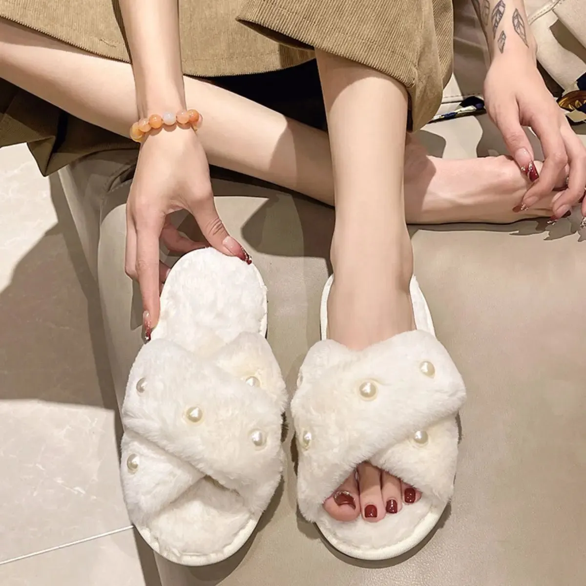Open Toe Flats Slippers
