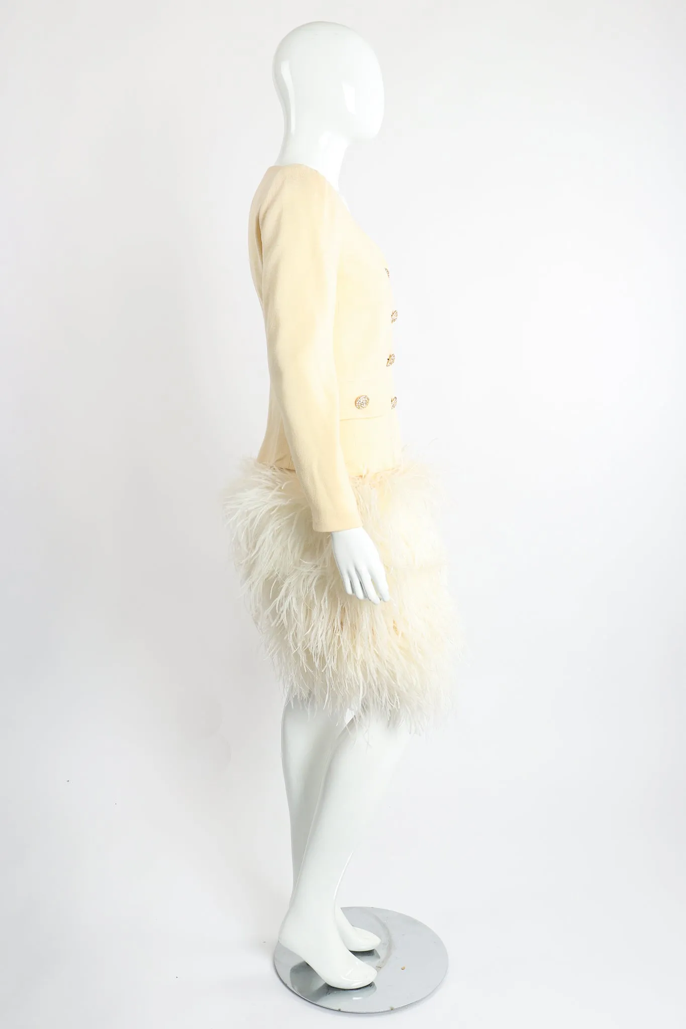 Ostrich Pouf Jacket & Skirt Set