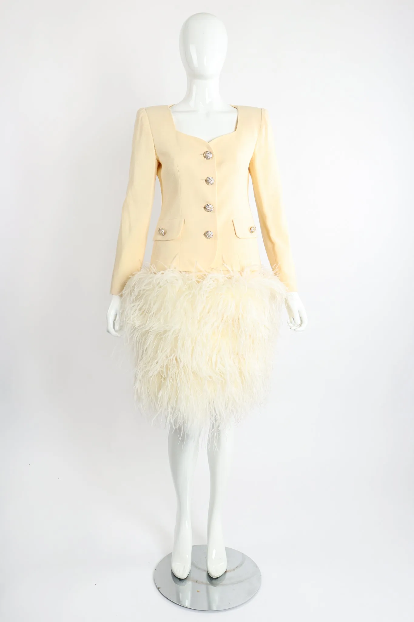Ostrich Pouf Jacket & Skirt Set