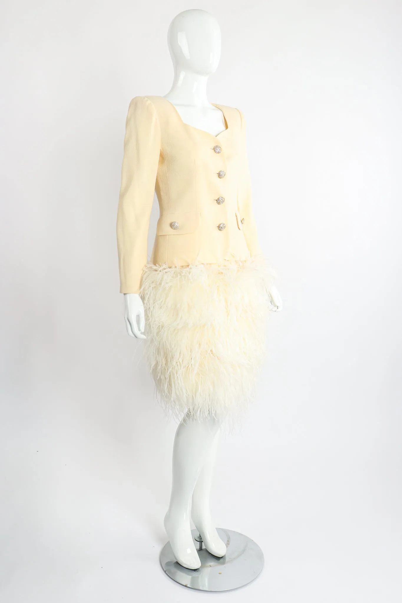 Ostrich Pouf Jacket & Skirt Set