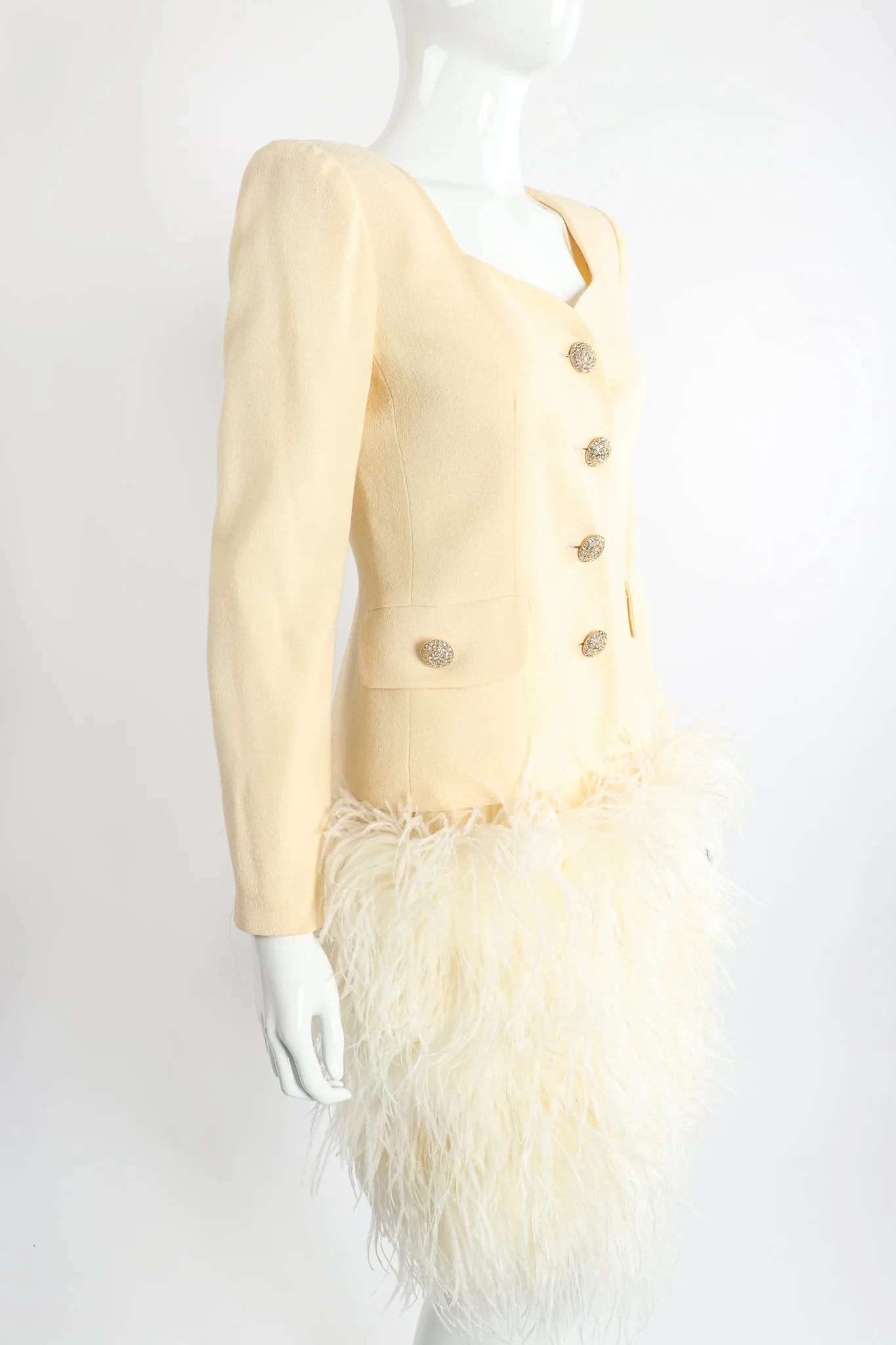 Ostrich Pouf Jacket & Skirt Set