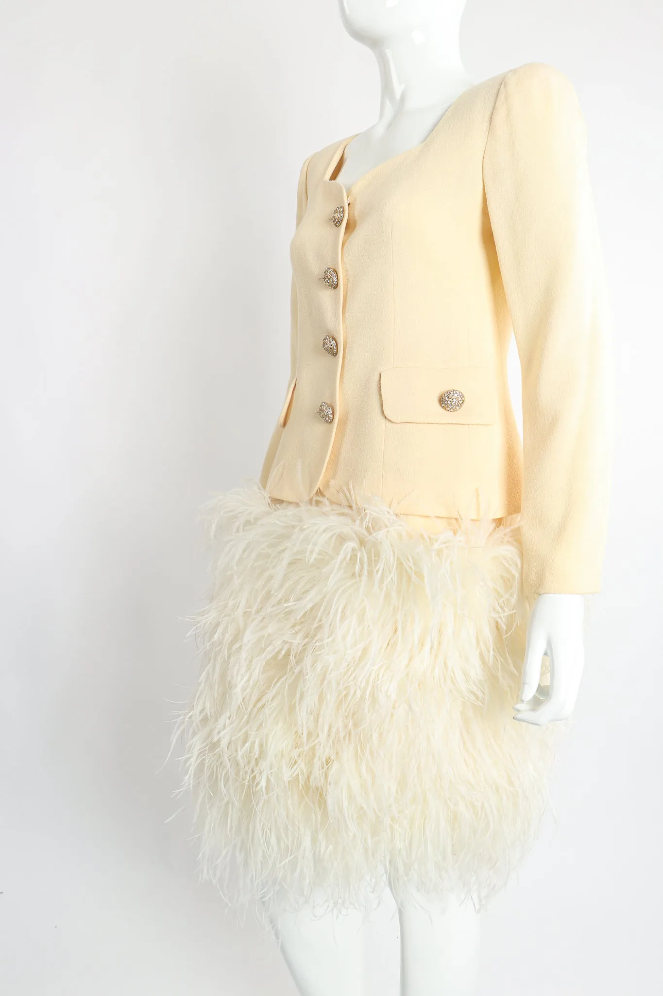 Ostrich Pouf Jacket & Skirt Set