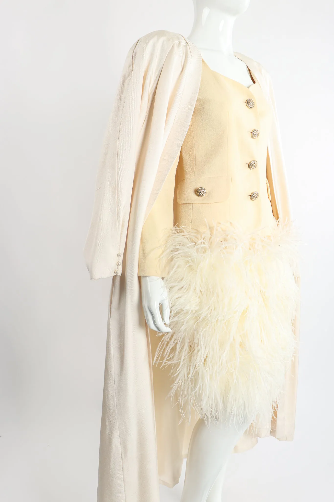 Ostrich Pouf Jacket & Skirt Set