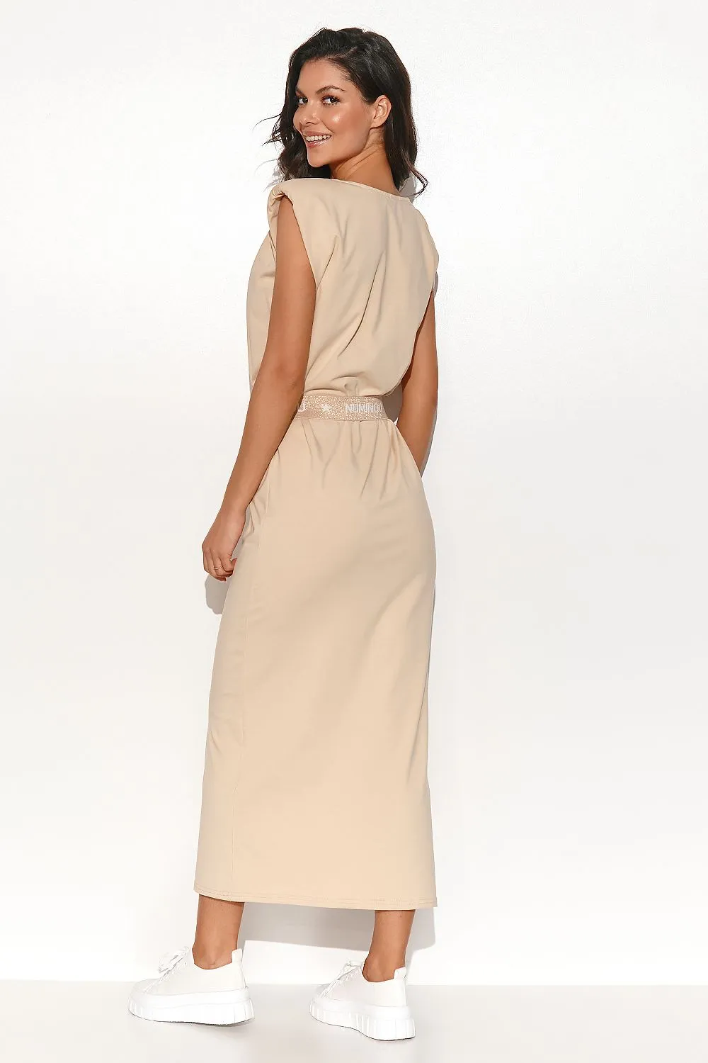 Padded Sleeve Midi Dress Elegance