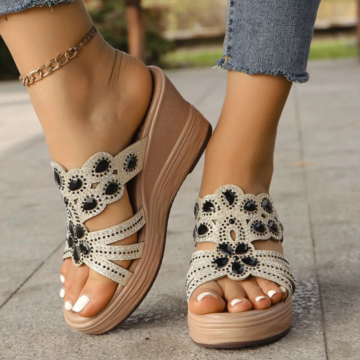 Peep Toe Wedge Sandals