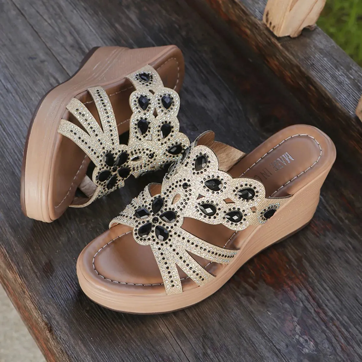 Peep Toe Wedge Sandals