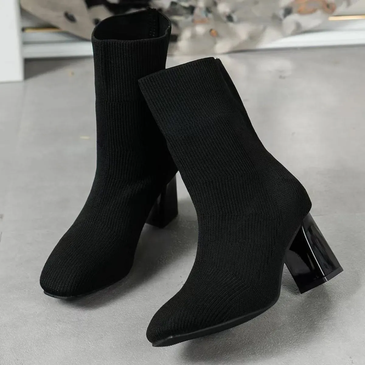 Point Toe Block Heels Boots