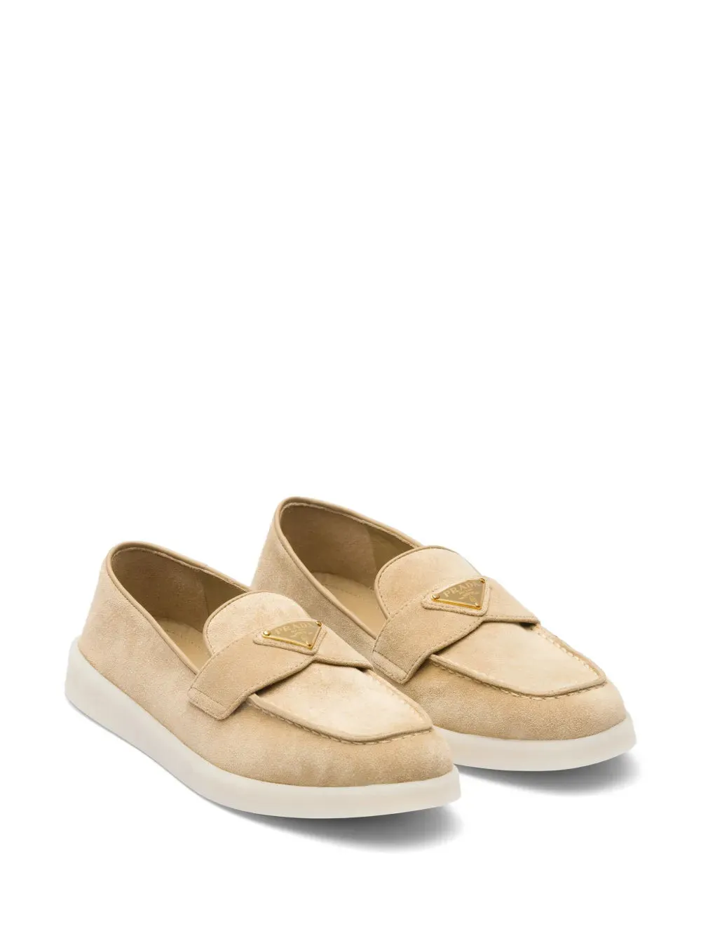 Prada triangle-logo suede loafers