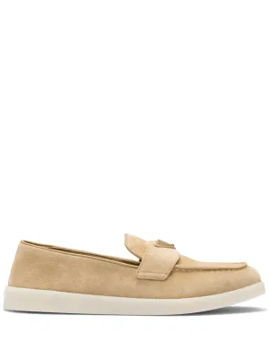 Prada triangle-logo suede loafers