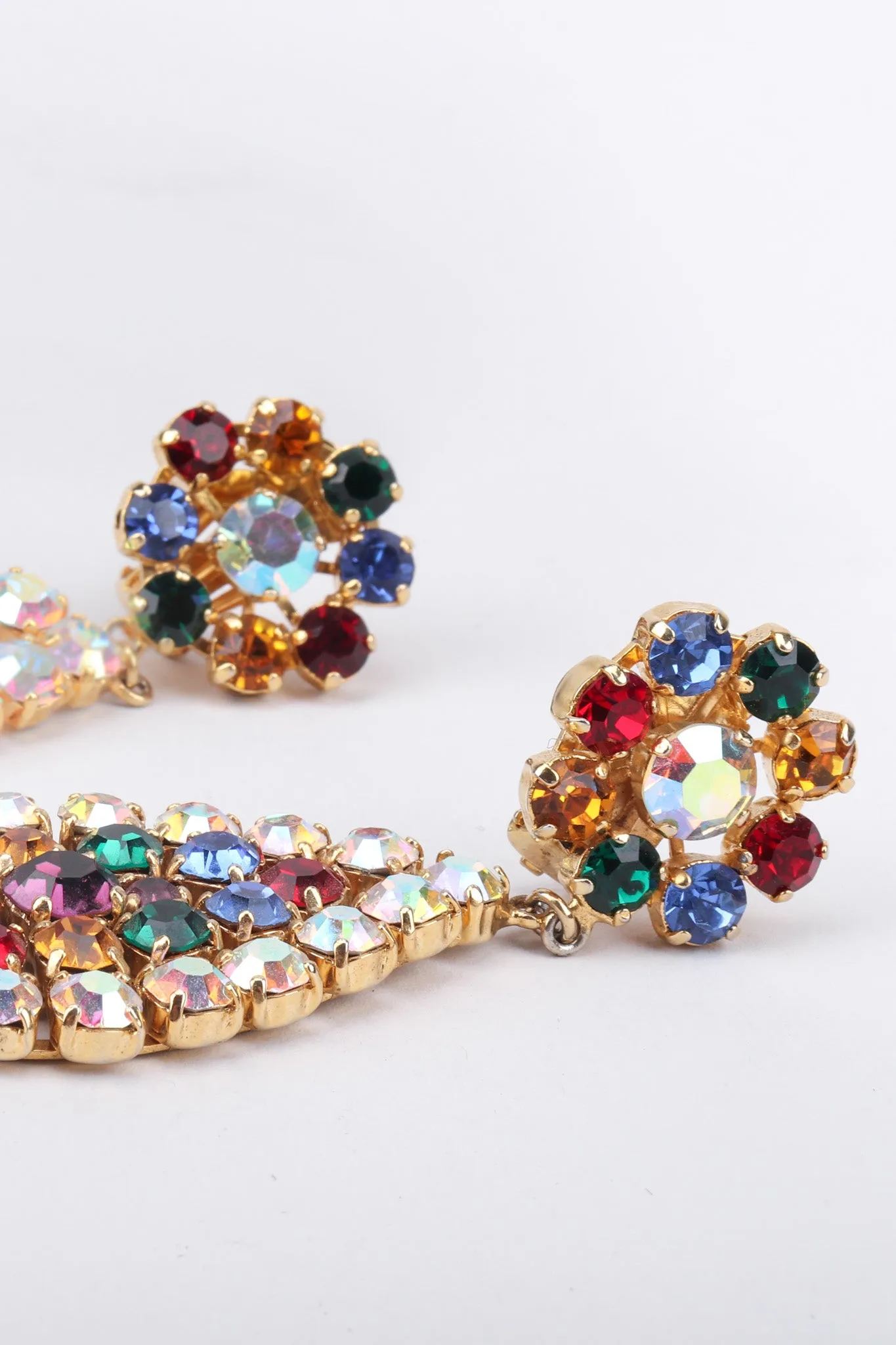 Rainbow Crystal Leaf Earrings