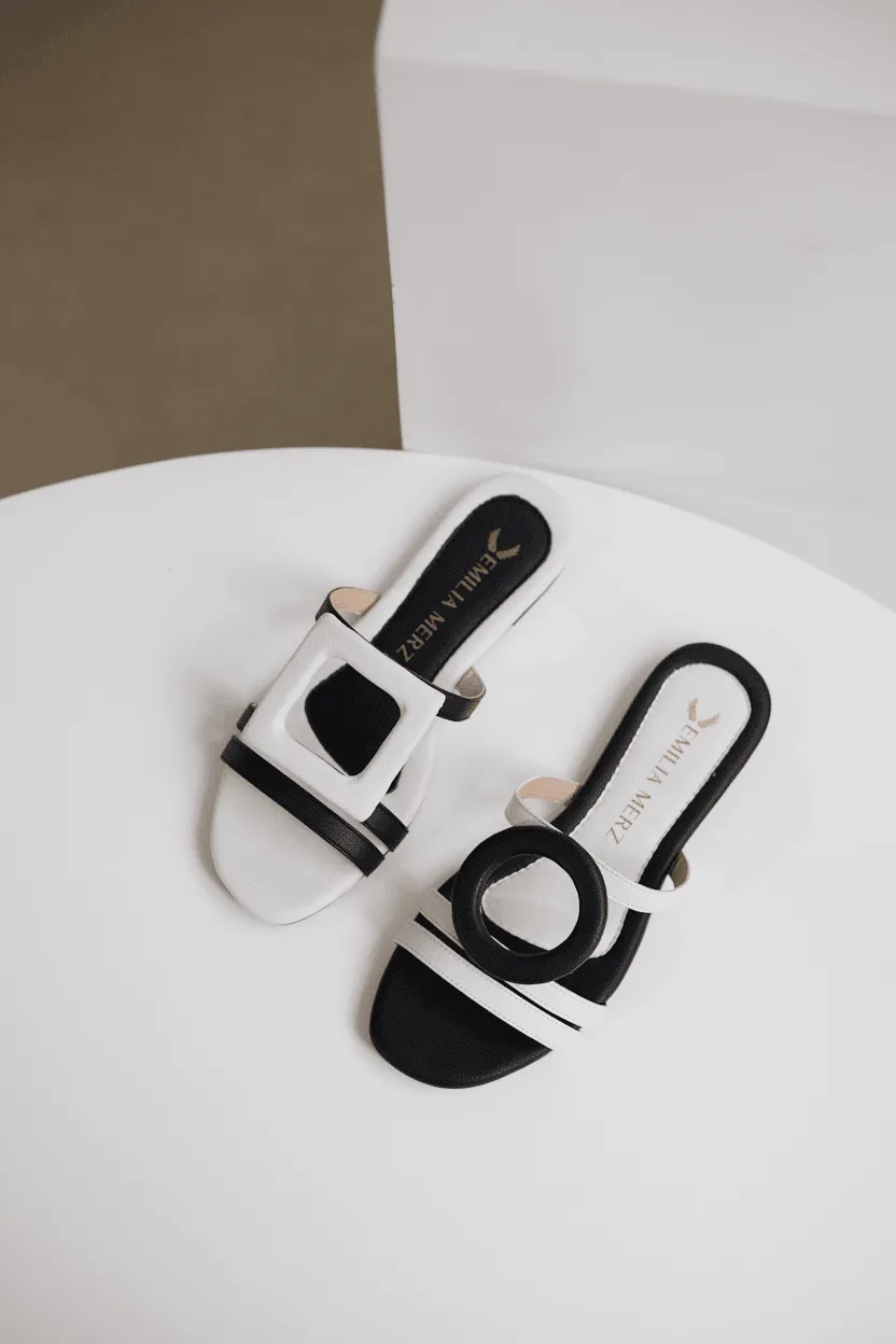 Retro Glam Slides - Black/White