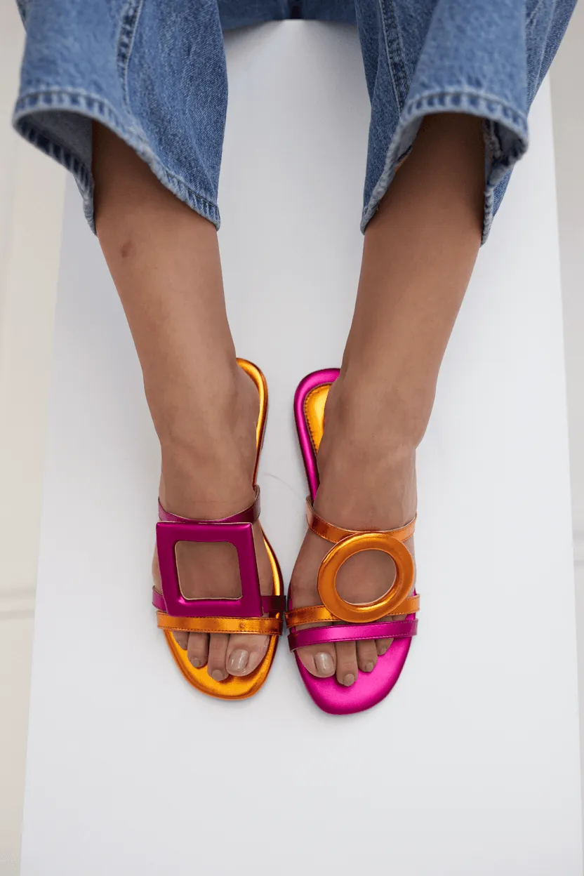 Retro Glam Slides - Fuchsia/Orange