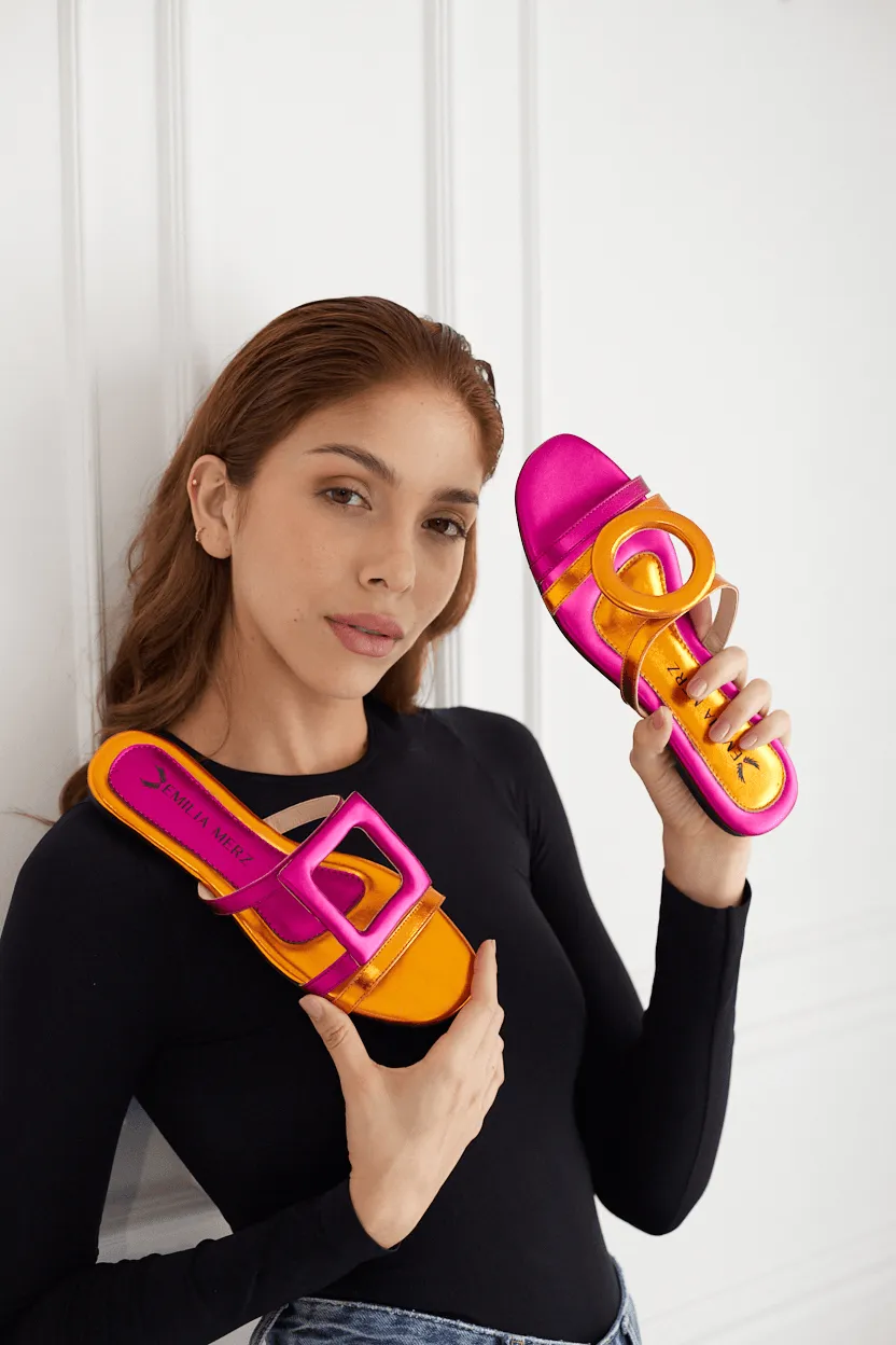 Retro Glam Slides - Fuchsia/Orange