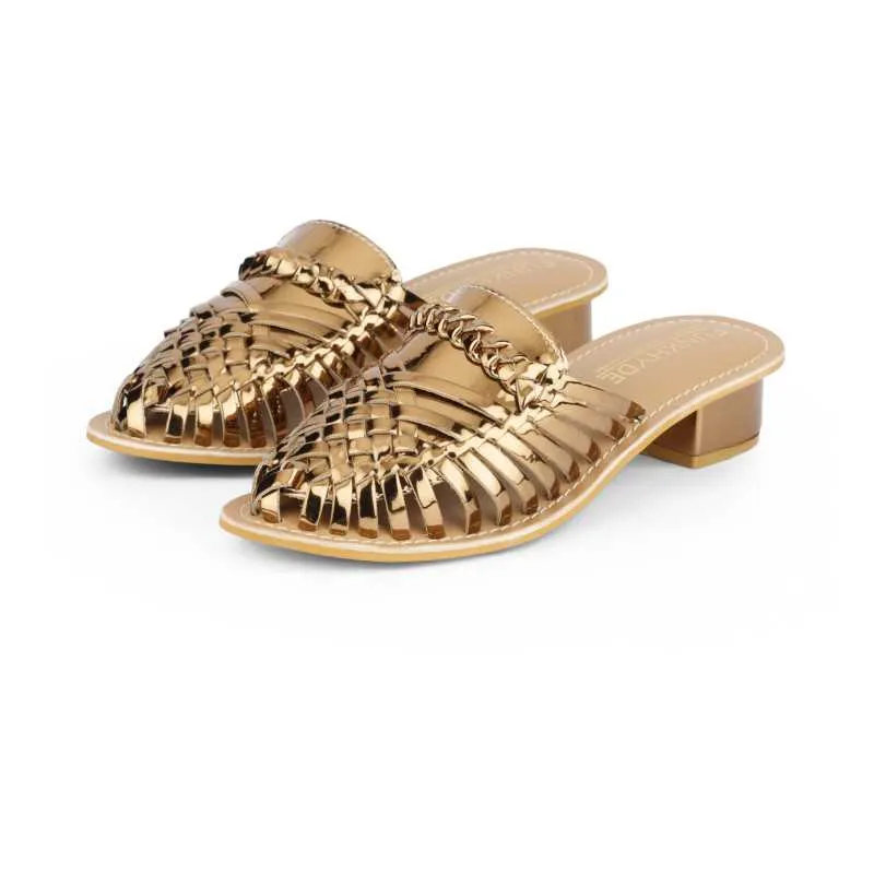 Samurra Antique Heeled Huarache Mules - 1.5" Heels