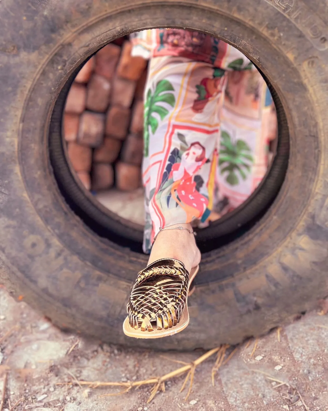 Samurra Antique Heeled Huarache Mules - 1.5" Heels