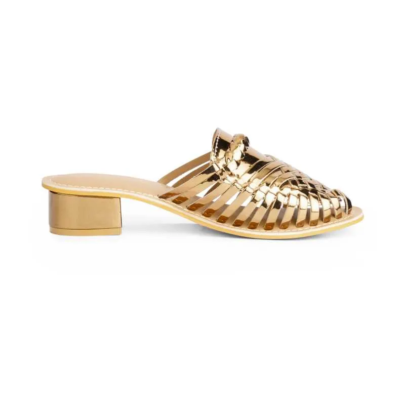 Samurra Antique Heeled Huarache Mules - 1.5" Heels