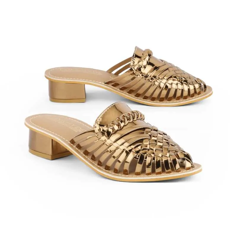 Samurra Antique Heeled Huarache Mules - 1.5" Heels