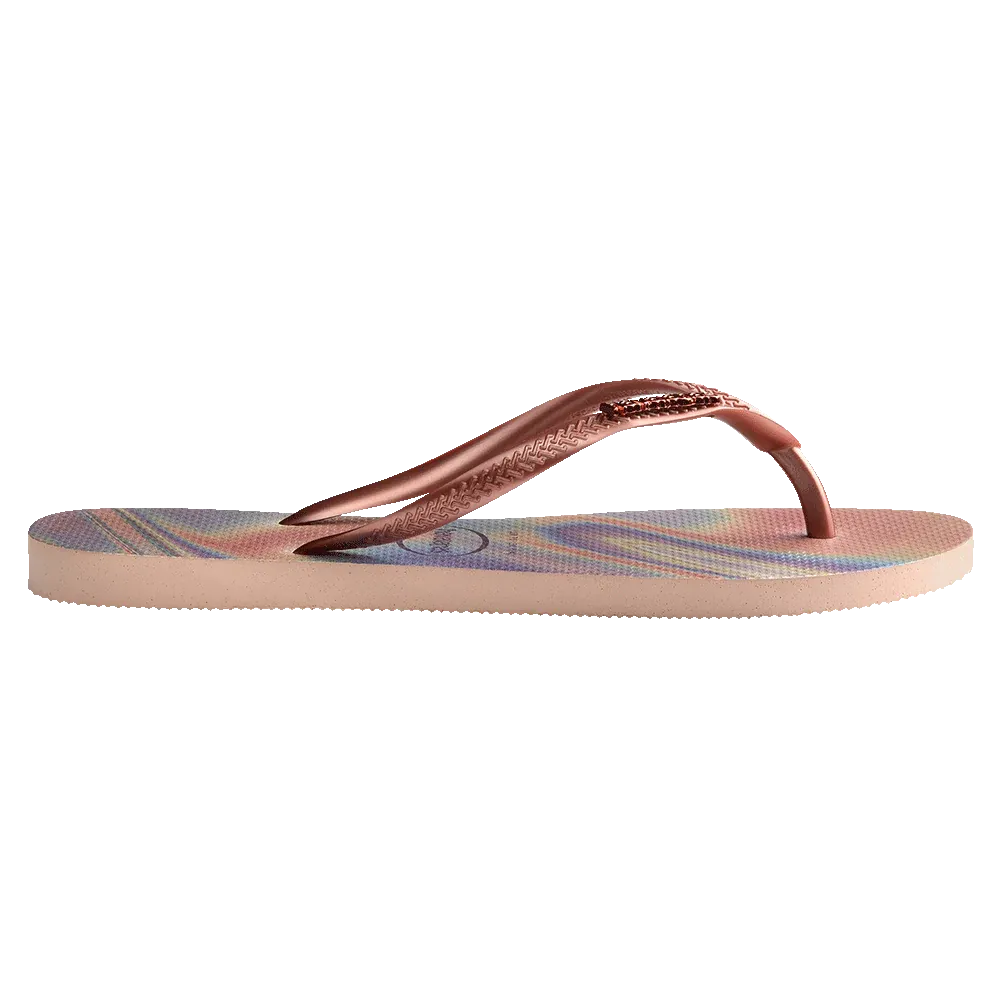 Slim Metal Logo Iridescent Thongs