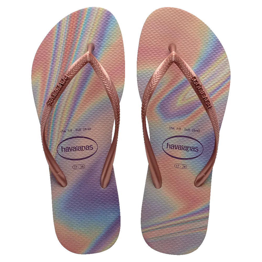 Slim Metal Logo Iridescent Thongs