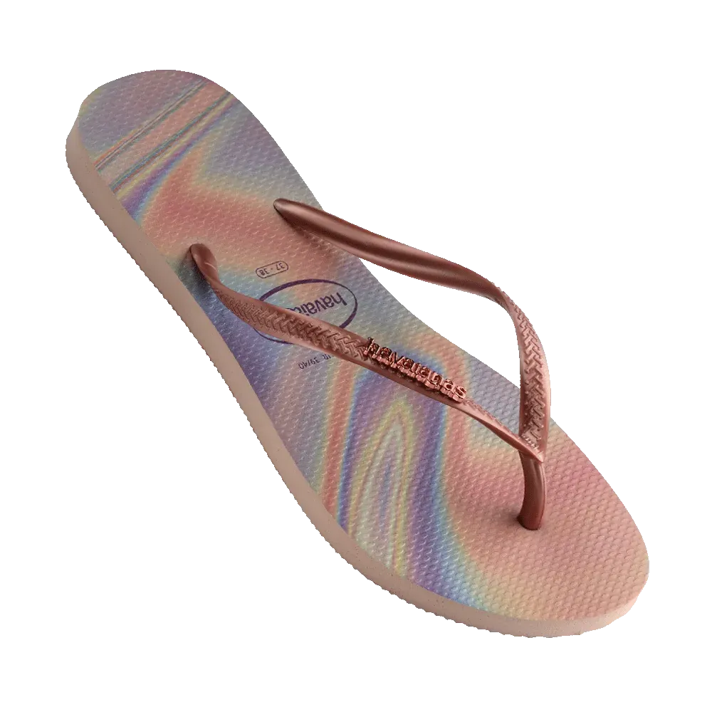 Slim Metal Logo Iridescent Thongs
