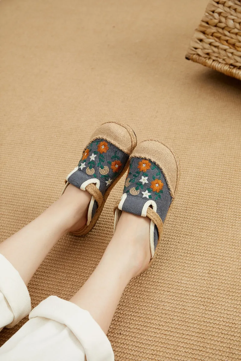 Summer Blooms Embroidered Mules - Women
