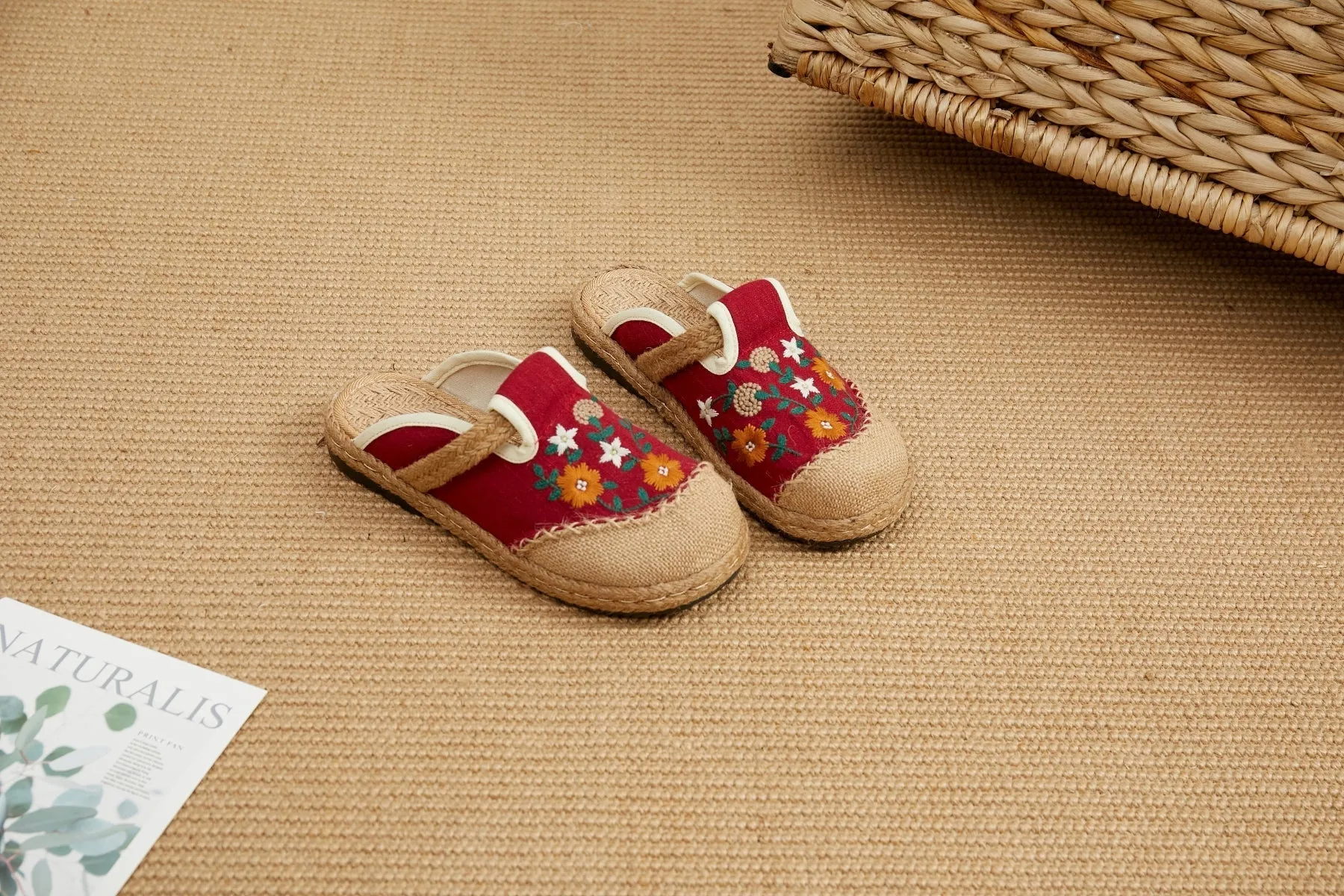 Summer Blooms Embroidered Mules - Women