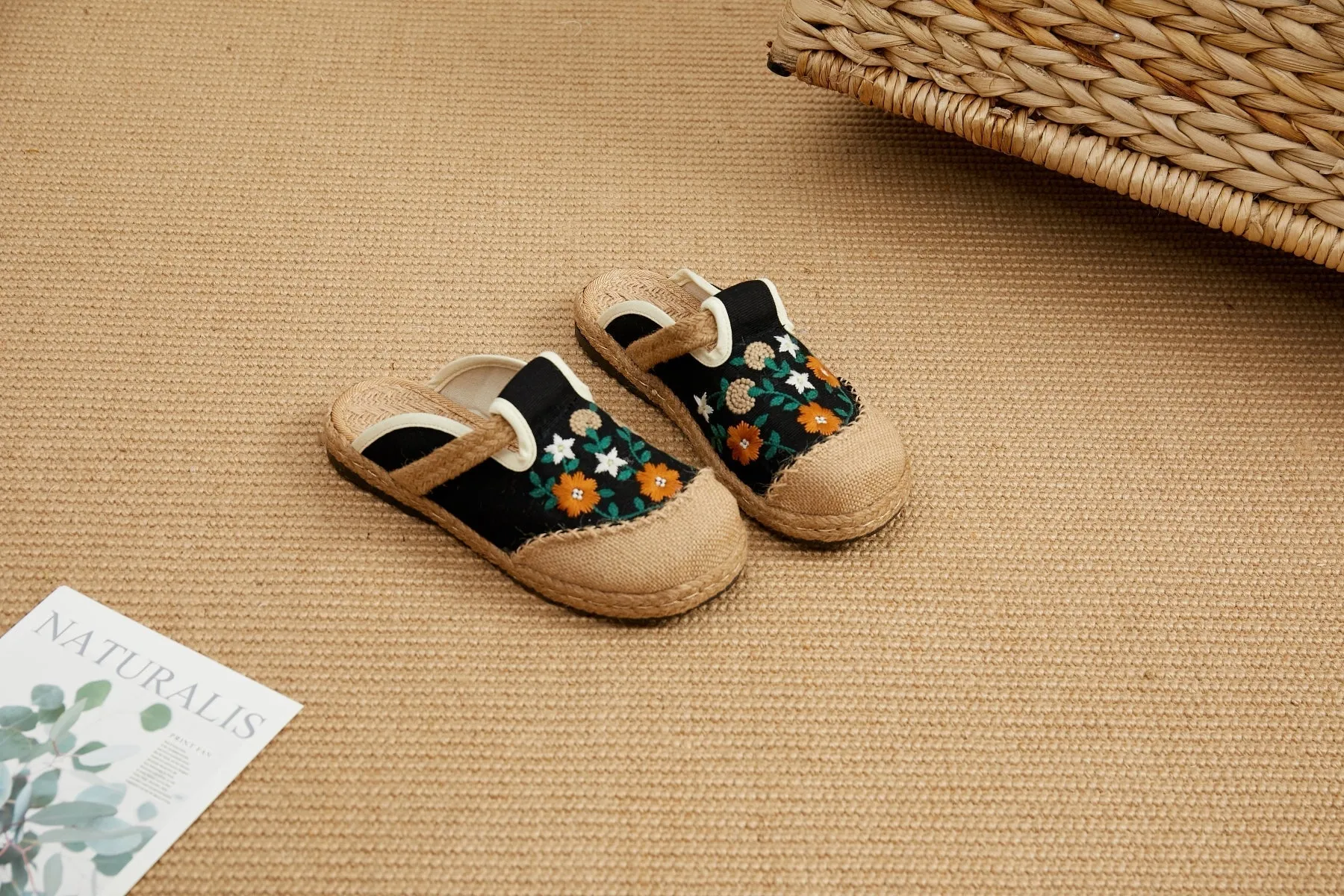Summer Blooms Embroidered Mules - Women