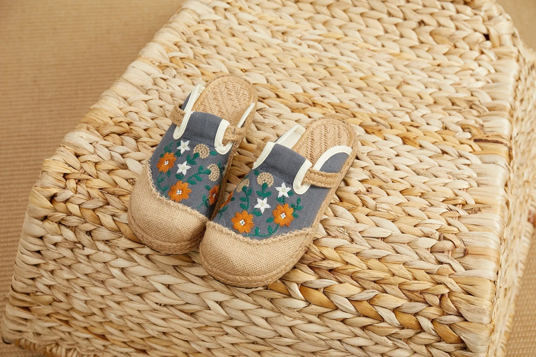 Summer Blooms Embroidered Mules - Women