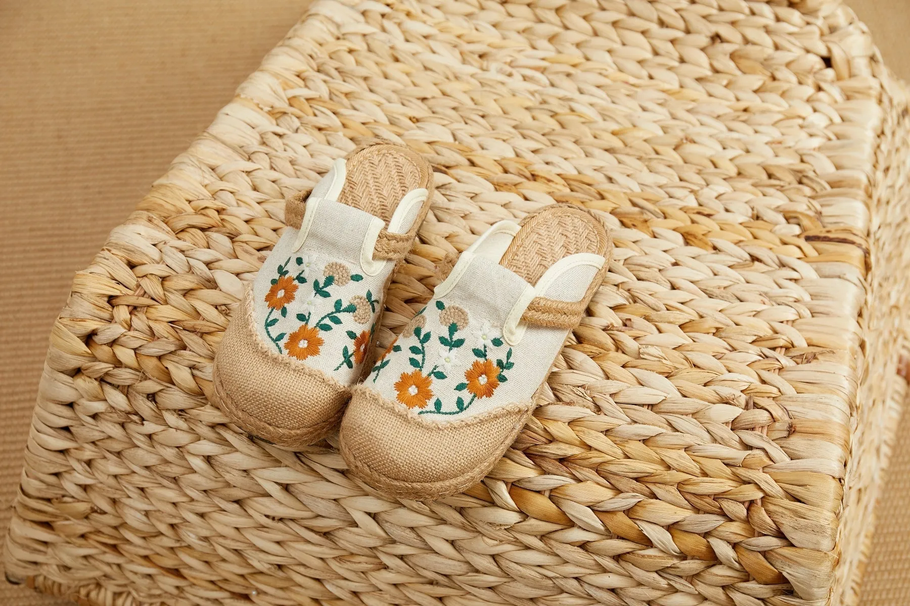 Summer Blooms Embroidered Mules - Women