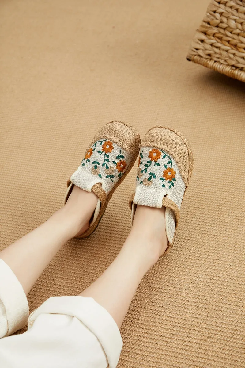 Summer Blooms Embroidered Mules - Women