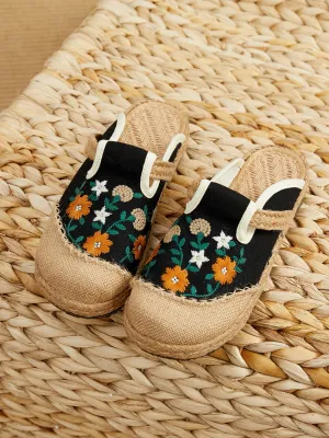 Summer Blooms Embroidered Mules - Women