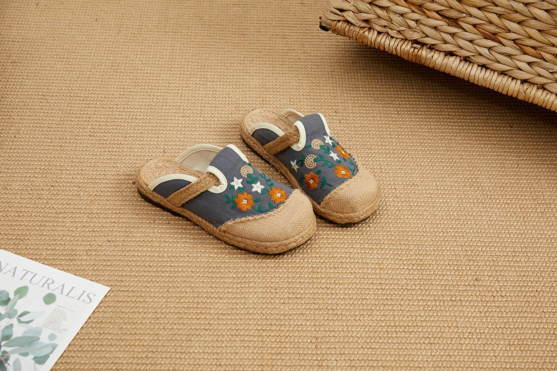 Summer Blooms Embroidered Mules - Women