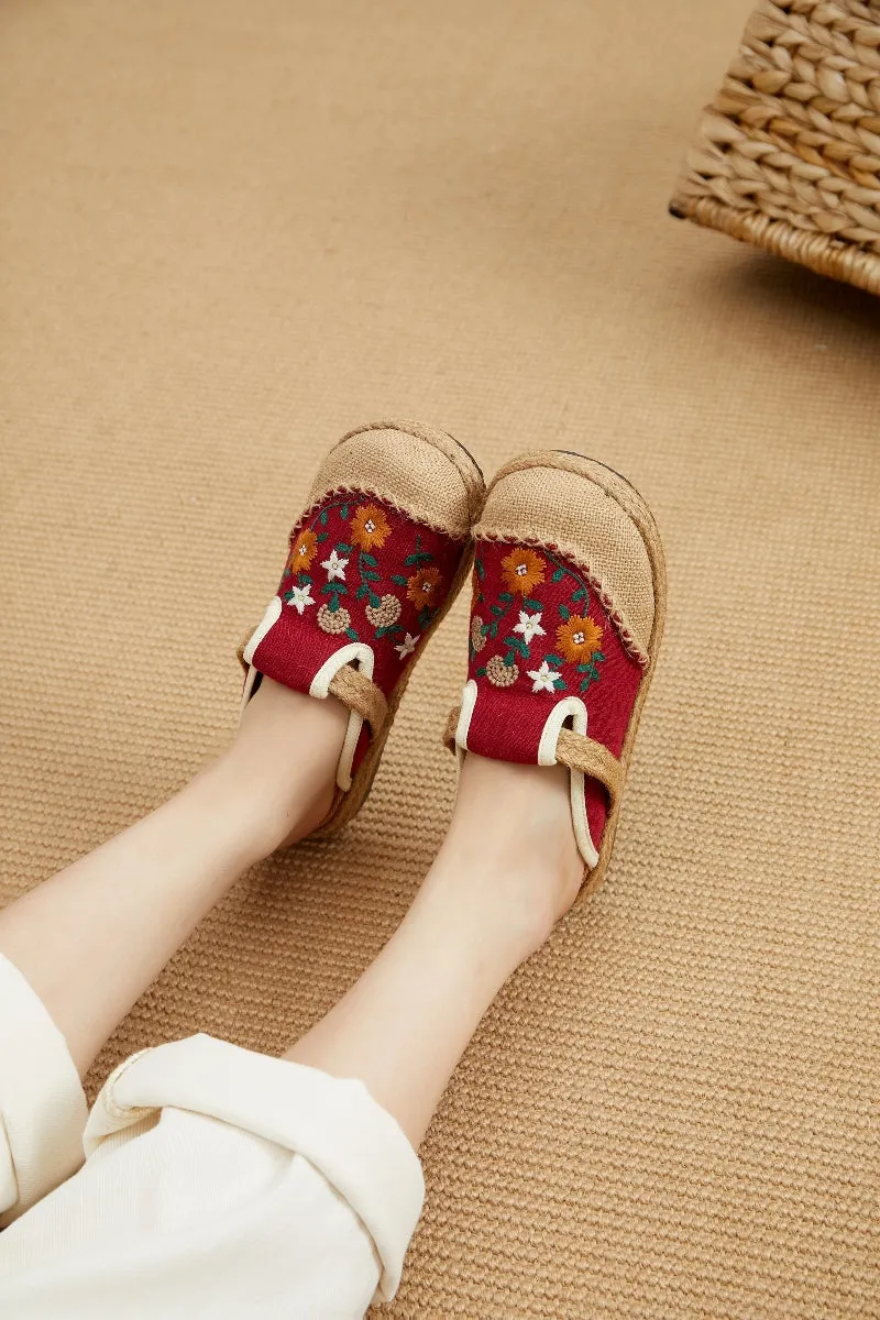 Summer Blooms Embroidered Mules - Women