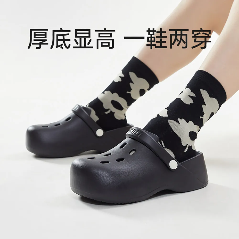 UTUNE Thick-Soled Convertible Mules - Obsidian Black, Size 39-40