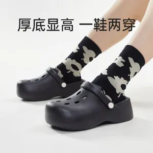 UTUNE Thick-Soled Convertible Mules - Obsidian Black, Size 39-40