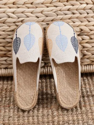 Vintage Embroidered Summer Mule - Beige