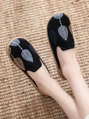 Vintage Embroidered Summer Mule - Black